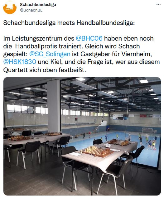 Kurzfristig musste die Schachbundesliga in Solingen in die Heimstätte des Handball-Bundesligisten Bergischer HC umziehen.