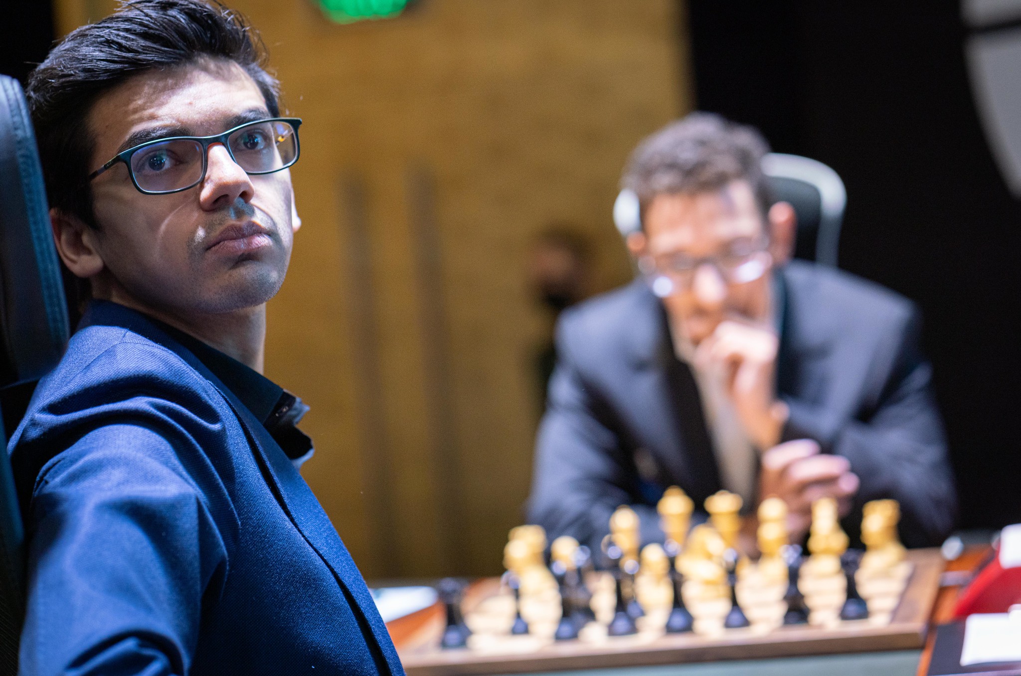 Beim Kandidatenturnier 2020/21 saßen Anish Giri und Fabiano Caruana einander gegenüber. In den Reihen der OSG Baden-Baden können sie jetzt Seite an Seite spielen. | Foto: Lennart Ootes/FIDE